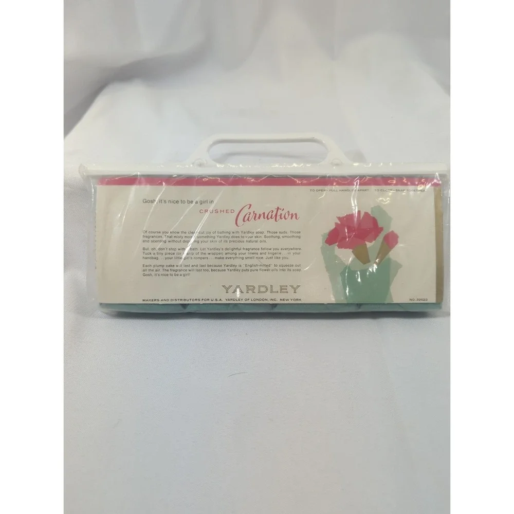 Vintage Yardley Crushed Carnation Soap 3 oz MCM Mint 4 Bars in Pkg